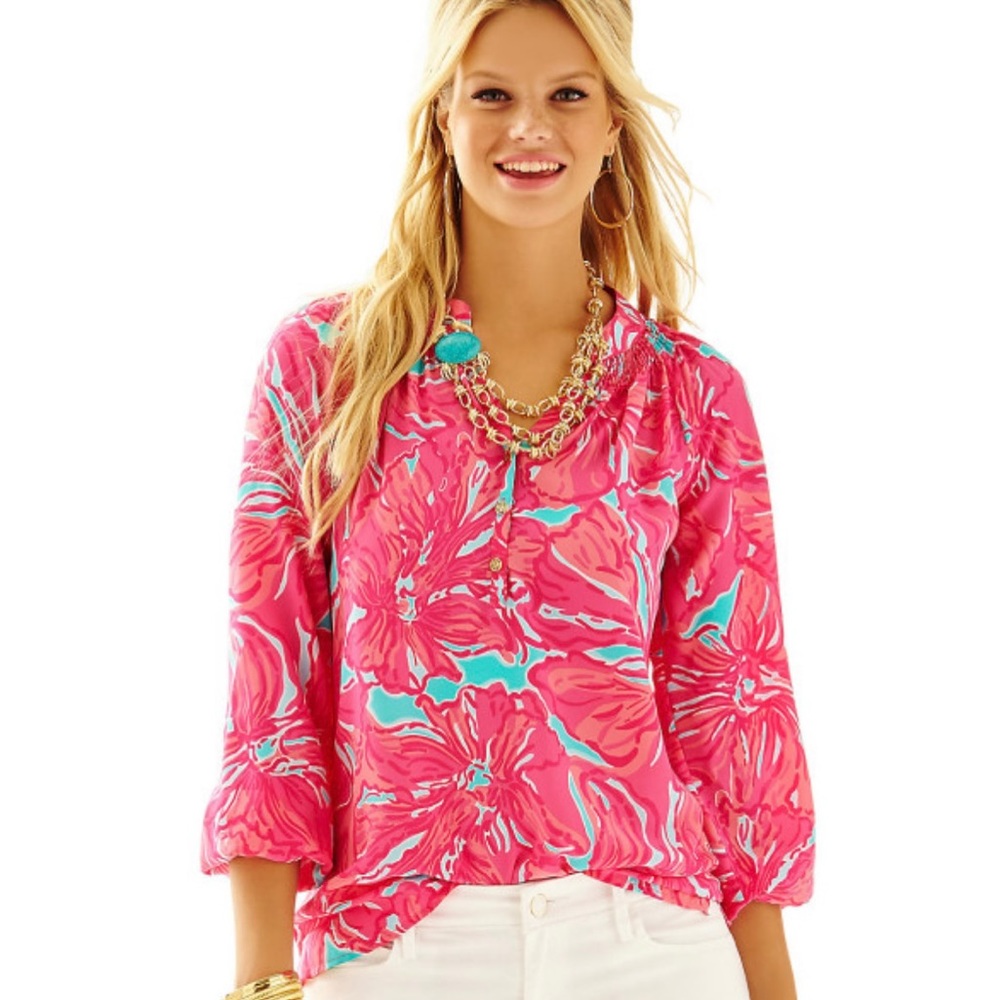 Lilly Pulitzer Elsa Top Flirty In Sea